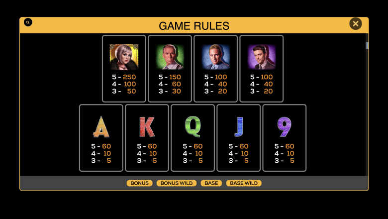 Black Widow Paytable