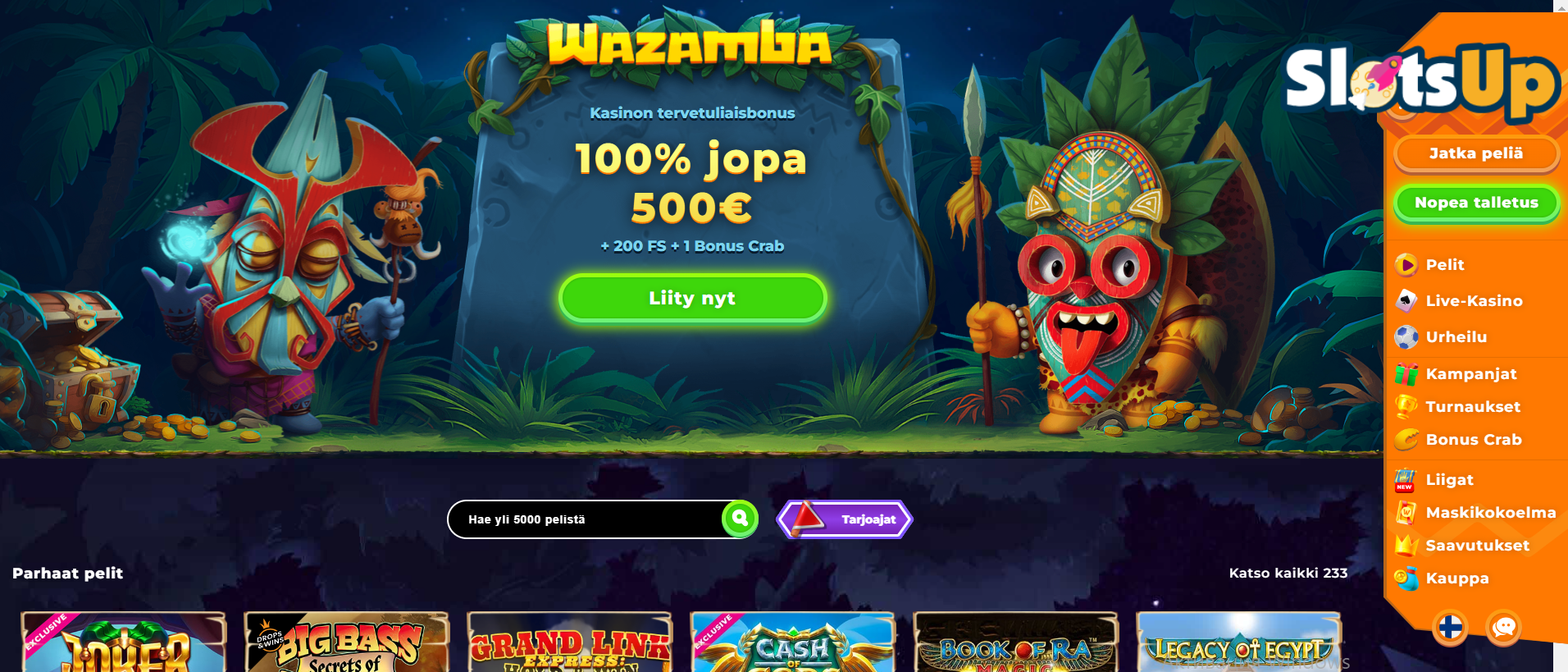 Wazamba Casino Rekisteröinti Vaihe 1