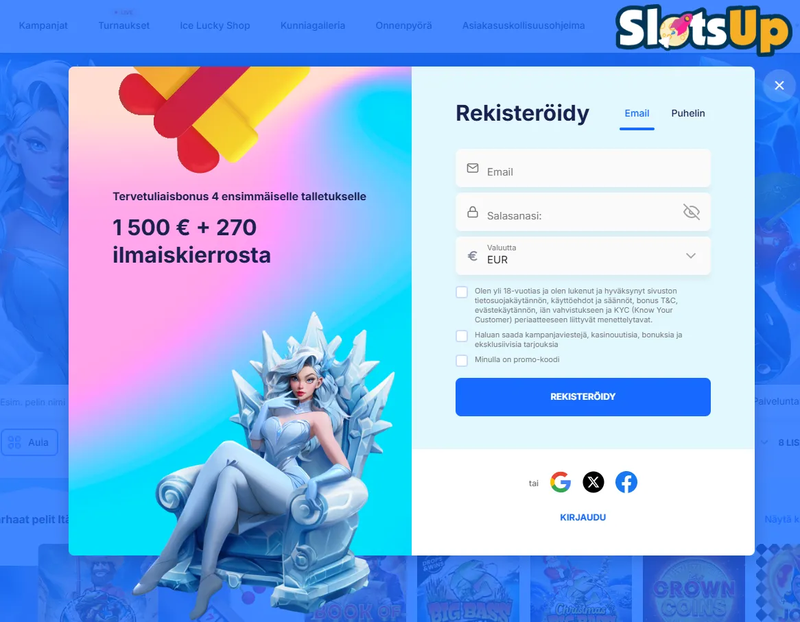 Ice Casino nettikasinon rekisteröityminen Vaihe 2