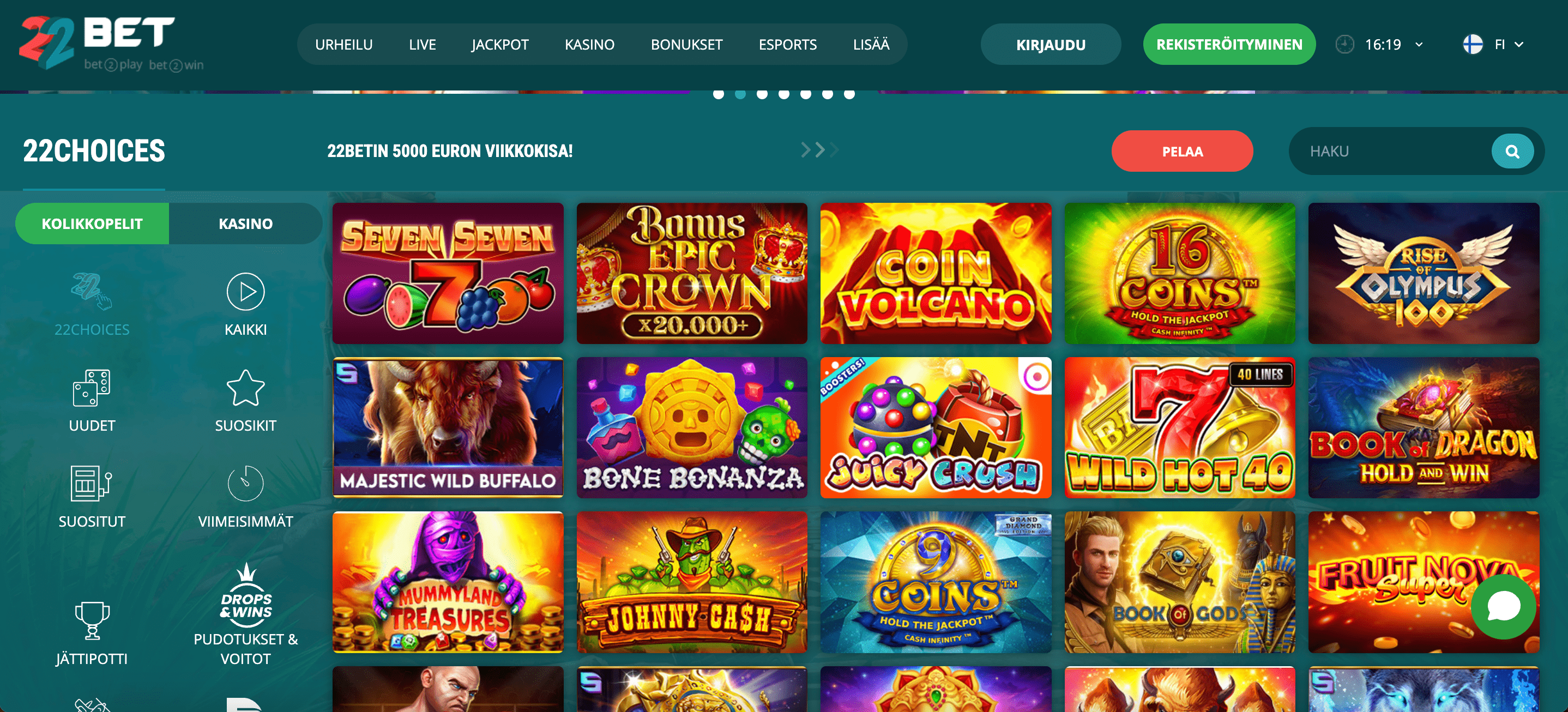 22bet Casino Suomi