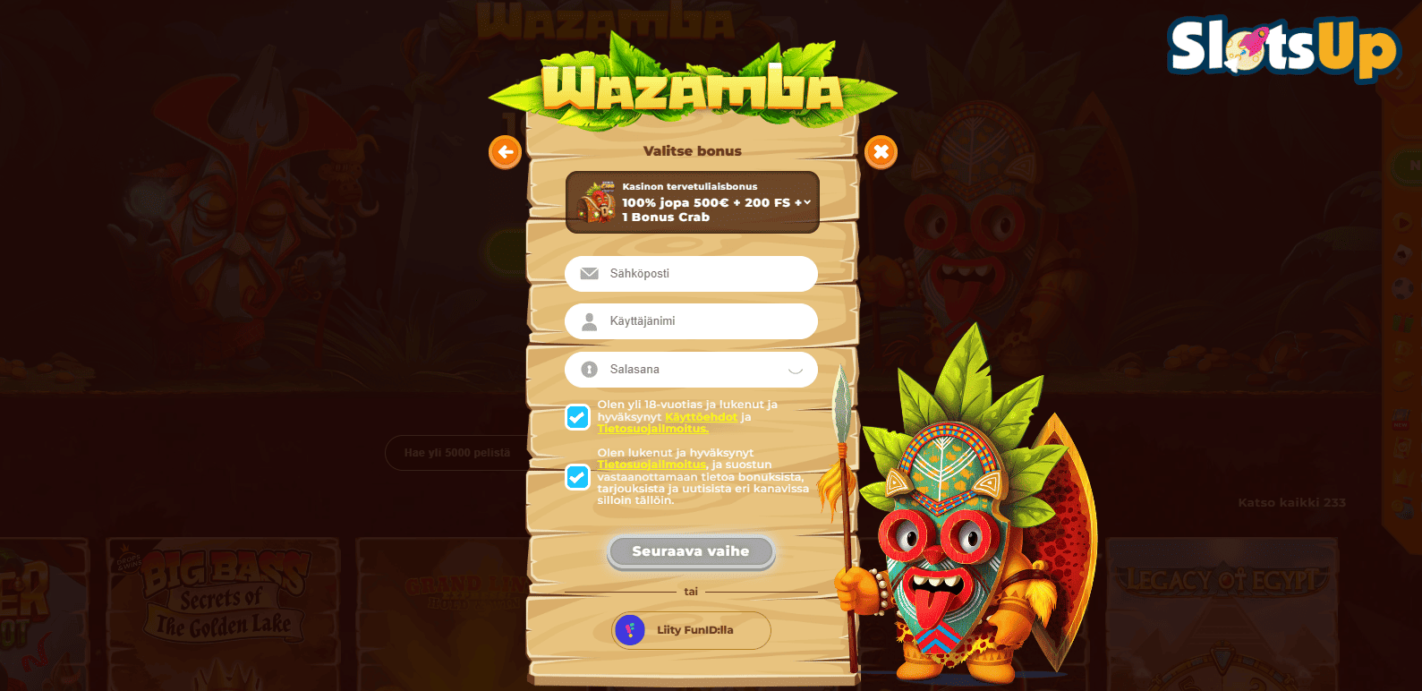 Wazamba Casino Rekisteröinti Vaihe 3